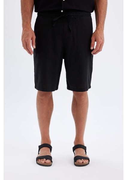 Relax Fit Keten Karışımlı Yazlık Bermuda Şort C1125AX24SM