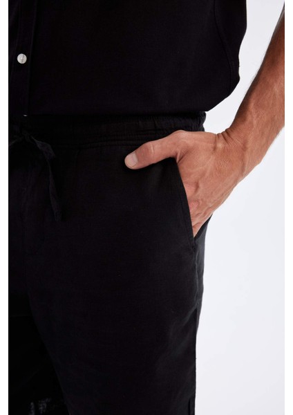 Relax Fit Keten Karışımlı Yazlık Bermuda Şort C1125AX24SM