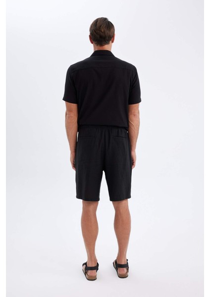 Relax Fit Keten Karışımlı Yazlık Bermuda Şort C1125AX24SM