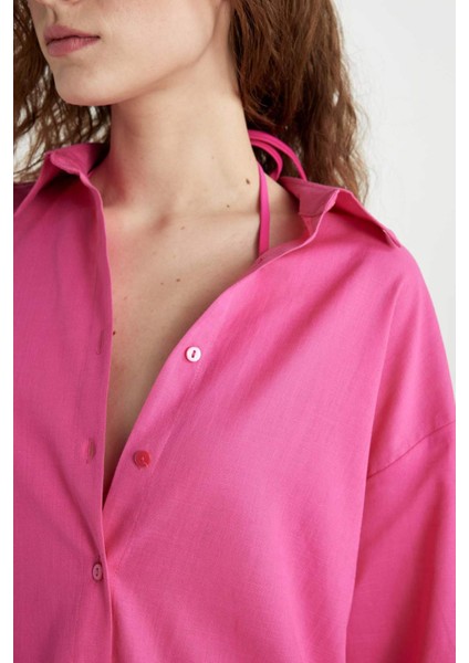 Regular Fit Pamuklu Plaj Gömleği-Fall in Love W8241AZ24SM