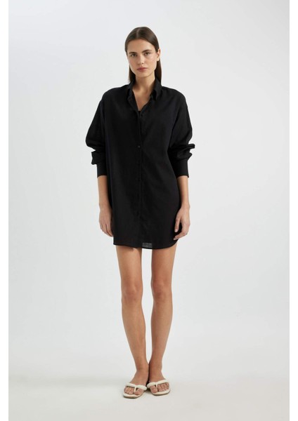 Regular Fit Pamuklu Plaj Gömleği-Fall in Love W8241AZ24SM