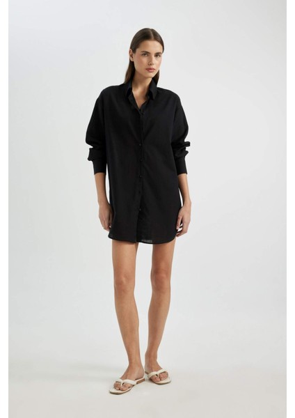 Regular Fit Pamuklu Plaj Gömleği-Fall in Love W8241AZ24SM