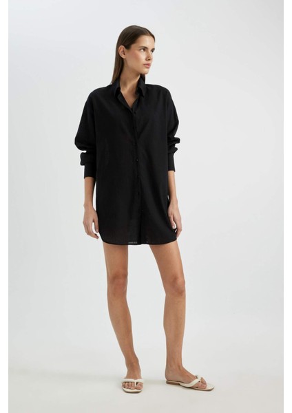 Regular Fit Pamuklu Plaj Gömleği-Fall in Love W8241AZ24SM