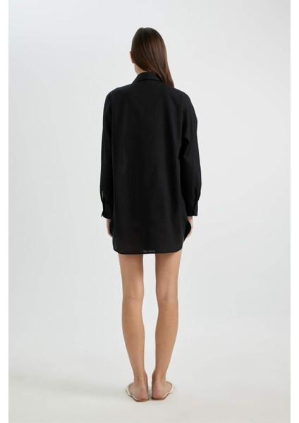 Regular Fit Pamuklu Plaj Gömleği-Fall in Love W8241AZ24SM