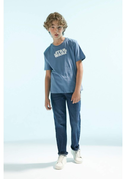 Erkek Çocuk Star Wars Bisiklet Yaka Kısa Kollu Tişört B7221A824SM