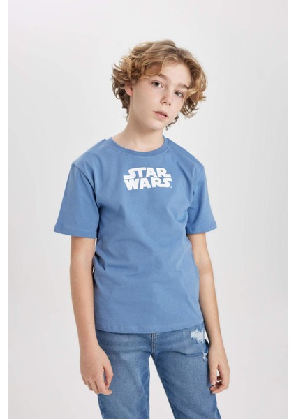 Erkek Çocuk Star Wars Bisiklet Yaka Kısa Kollu Tişört B7221A824SM
