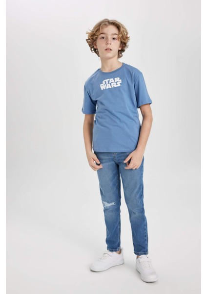 Erkek Çocuk Star Wars Bisiklet Yaka Kısa Kollu Tişört B7221A824SM