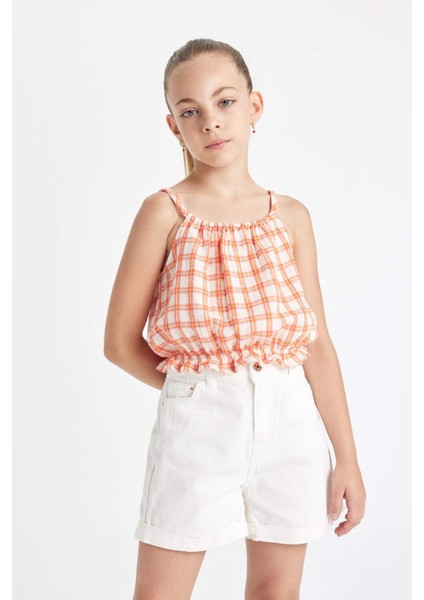 Kız Çocuk Kareli Askılı Bluz C1081A824SM