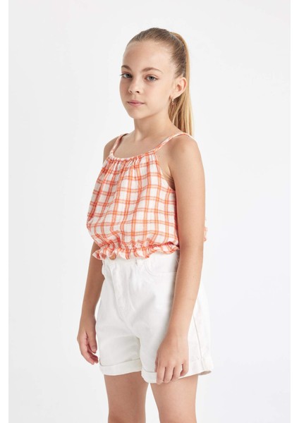 Kız Çocuk Kareli Askılı Bluz C1081A824SM