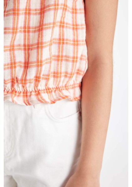 Kız Çocuk Kareli Askılı Bluz C1081A824SM