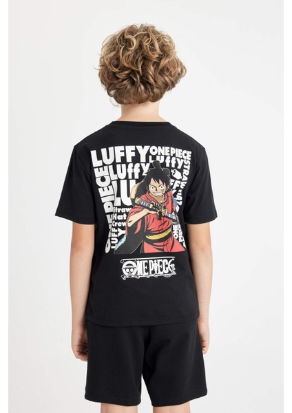 Erkek Çocuk One Piece Bisiklet Yaka Kısa Kollu Tişört