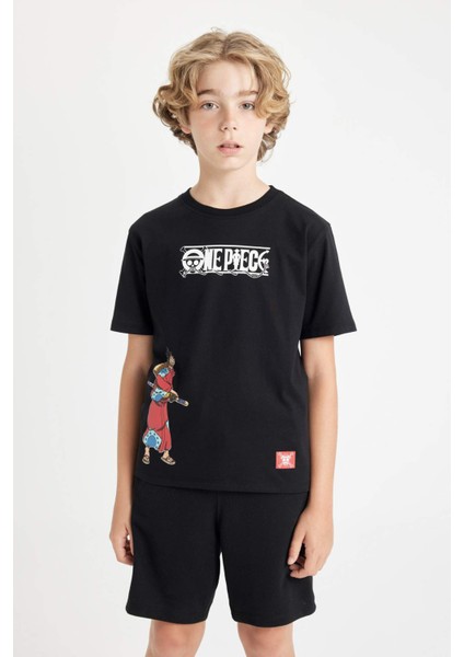 Erkek Çocuk One Piece Bisiklet Yaka Kısa Kollu Tişört