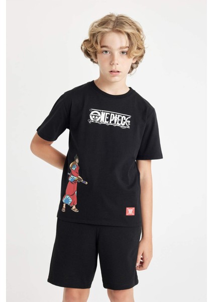 Erkek Çocuk One Piece Bisiklet Yaka Kısa Kollu Tişört