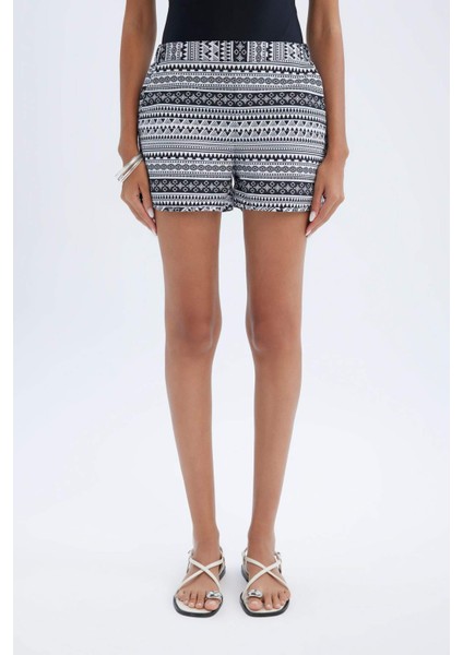 Regular Fit Etnik Desenli Deniz Şortu-Fall in Love T5232AZ24SM