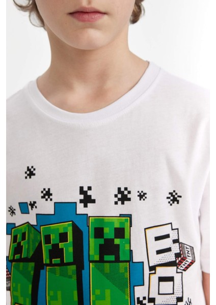 Erkek Çocuk Minecraft Bisiklet Yaka Kısa Kollu Tişört B7946A824SM
