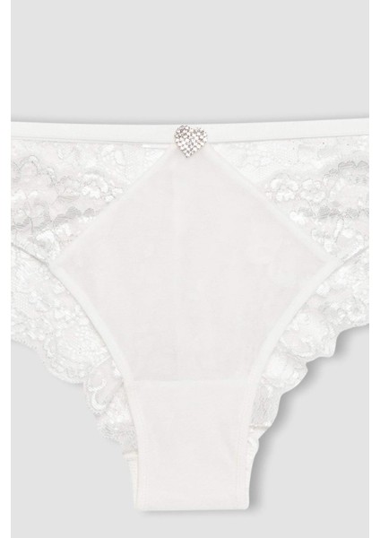 Fall in Love Bridal Beyaz Dantel Brazilian Slip Külot