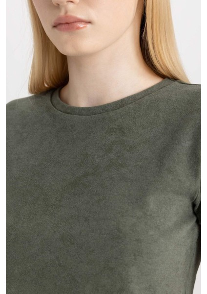 Coool Fitted Yıkamalı Soluk Efektli Basic Düz Kısa Kollu Tişört