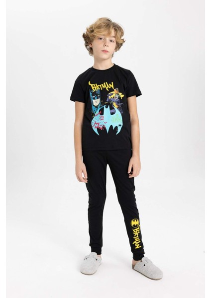 Erkek Çocuk Batman Pijama Takımı Kısa Kollu Üst Beli Lastikli Uzun Alt B5575A824SP