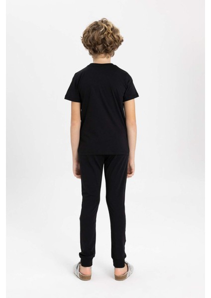 Erkek Çocuk Batman Pijama Takımı Kısa Kollu Üst Beli Lastikli Uzun Alt B5575A824SP