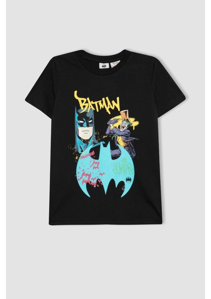 Erkek Çocuk Batman Pijama Takımı Kısa Kollu Üst Beli Lastikli Uzun Alt B5575A824SP