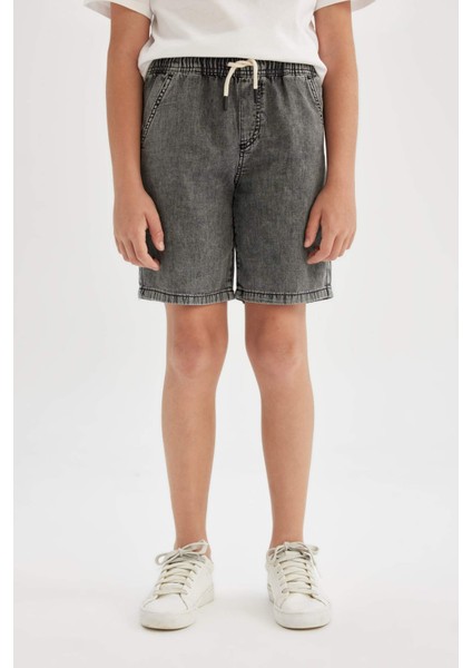Erkek Çocuk Basic Düz Jean Şort