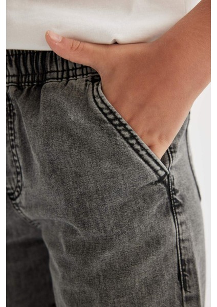 Erkek Çocuk Basic Düz Jean Şort