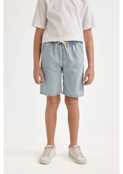 Erkek Çocuk Beli Lastikli Jean Şort B5764A824SM