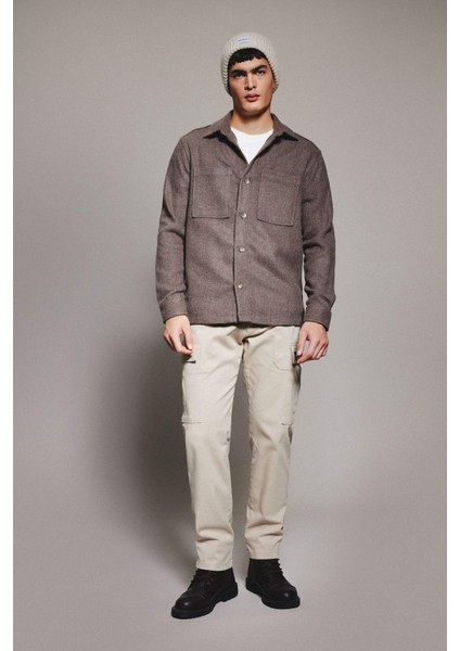 Regular Fit Polo Yaka Cepli Pamuklu Uzun Kollu Gömlek B4689AX24SP