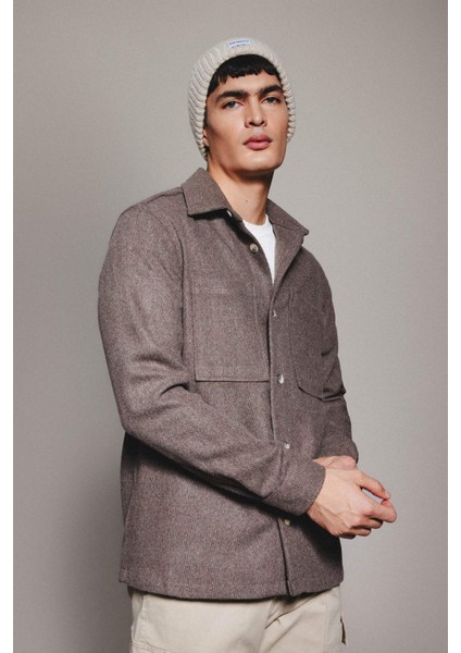 Regular Fit Polo Yaka Cepli Pamuklu Uzun Kollu Gömlek B4689AX24SP