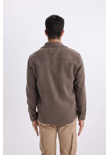 Regular Fit Polo Yaka Cepli Pamuklu Uzun Kollu Gömlek B4689AX24SP