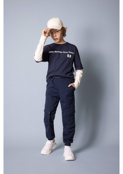 Erkek Çocuk Bisiklet Yaka Penye Uzun Kollu Baskılı Tişört B7370A824SP