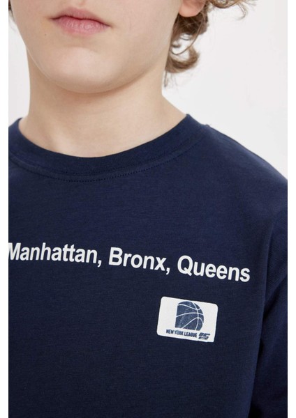 Erkek Çocuk Bisiklet Yaka Penye Uzun Kollu Baskılı Tişört B7370A824SP