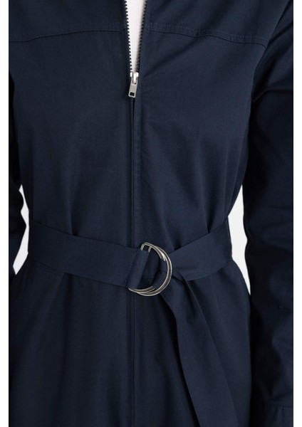 Gömlek Yaka Gabardin Uzun Kollu Kemerli Tesettür Tulum C1672AX24SP