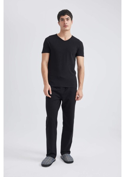 Slim Fit Dar Kesim V Yaka Kısa Kollu Üst L4884AZ24SM