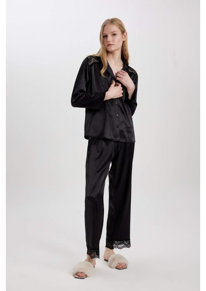 Fall in Love Regular Fit Uzun Boy Saten Pijama Altı B6199AX24SP