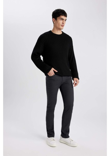 Relax Fit Bisiklet Yaka Basic Düz Triko Kazak B9723AX24SP