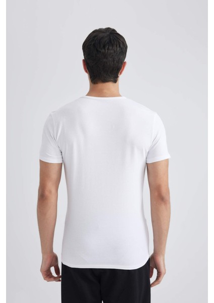 Slim Fit Dar Kesim V Yaka Kısa Kollu Üst L4884AZ24SM