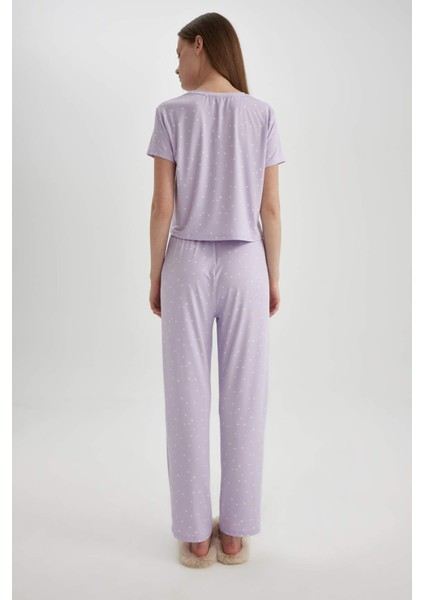 Fall in Love Regular Fit Kısa Kollu Softshell Pijama Takımı B6184AX24SP