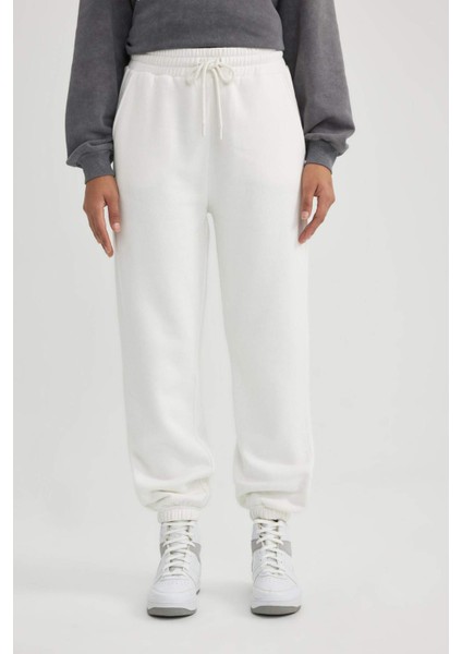 Standart Fit Kalın Jogger Eşofman Altı Bel Paça Lastikli Basic Düz Uzun Boy S7370AZ24SP