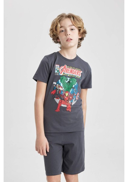 Erkek Çocuk Marvel Avengers Pijama Takımı Kısa Kollu Üst Şort C0992A824SP