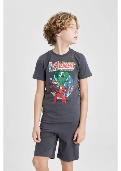 Erkek Çocuk Marvel Avengers Pijama Takımı Kısa Kollu Üst Şort C0992A824SP