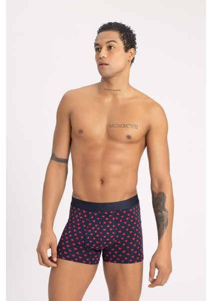 Regular Fit Kalp Desenli 3'lü Boxer B7923AX24SM