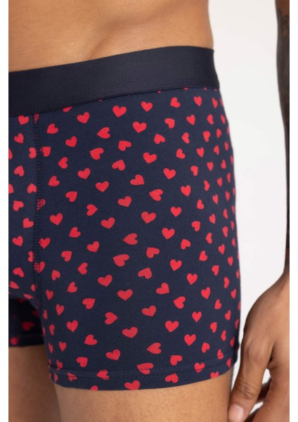 Regular Fit Kalp Desenli 3'lü Boxer B7923AX24SM