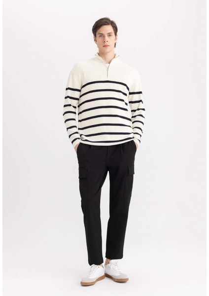 Jogger Yazlık Kumaş Pantolon Kargo Cepli Her Yöne Esneyen Düz Paça C1289AX24SP