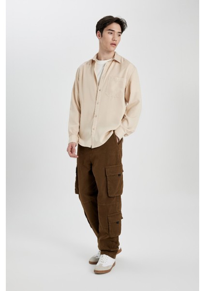 Baggy Fit Pantolon Kargo Cepli Geniş Kalıp Normal Bel Geniş Bol Paça B5906AX24SP