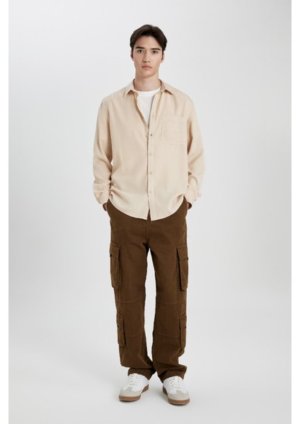 Baggy Fit Pantolon Kargo Cepli Geniş Kalıp Normal Bel Geniş Bol Paça B5906AX24SP