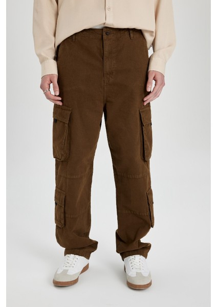 Baggy Fit Pantolon Kargo Cepli Geniş Kalıp Normal Bel Geniş Bol Paça B5906AX24SP