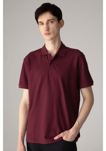 %100 Pamuk Regular Fit Polo Yaka Kısa Kollu Basic Düz Pike Kumaş Tişört C1293AX24SP