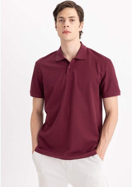 %100 Pamuk Regular Fit Polo Yaka Kısa Kollu Basic Düz Pike Kumaş Tişört C1293AX24SP