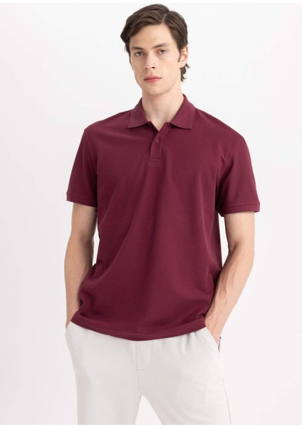 %100 Pamuk Regular Fit Polo Yaka Kısa Kollu Basic Düz Pike Kumaş Tişört C1293AX24SP